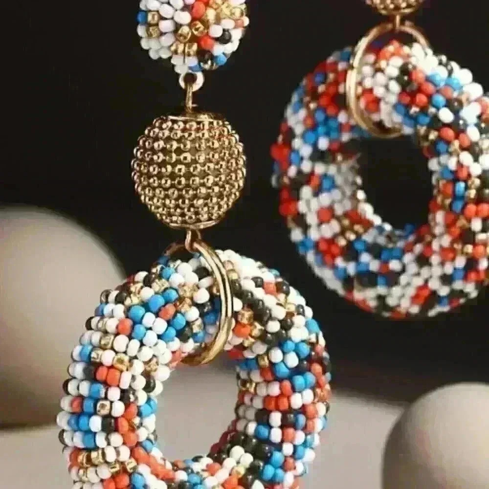 Seed Bead Circle Earrings